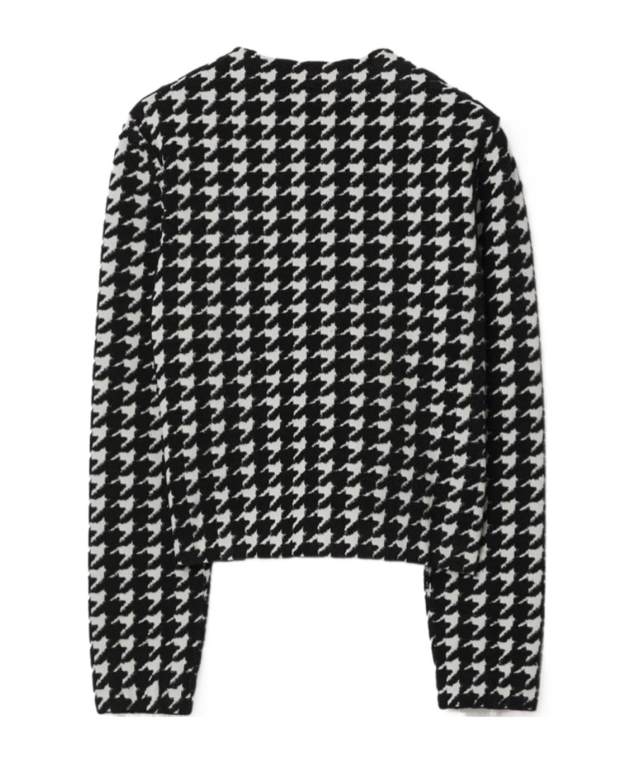 Burberry Houndstooth-pattern Crew-neck Jumper In Black