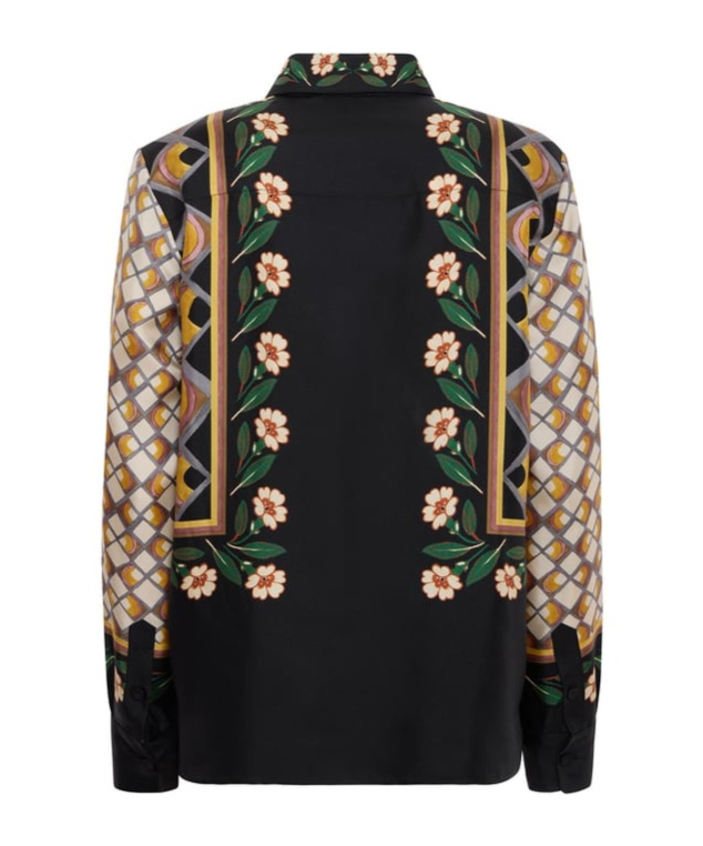La Doublej La Double J Graphic Print Silk Boy Shirt In Black