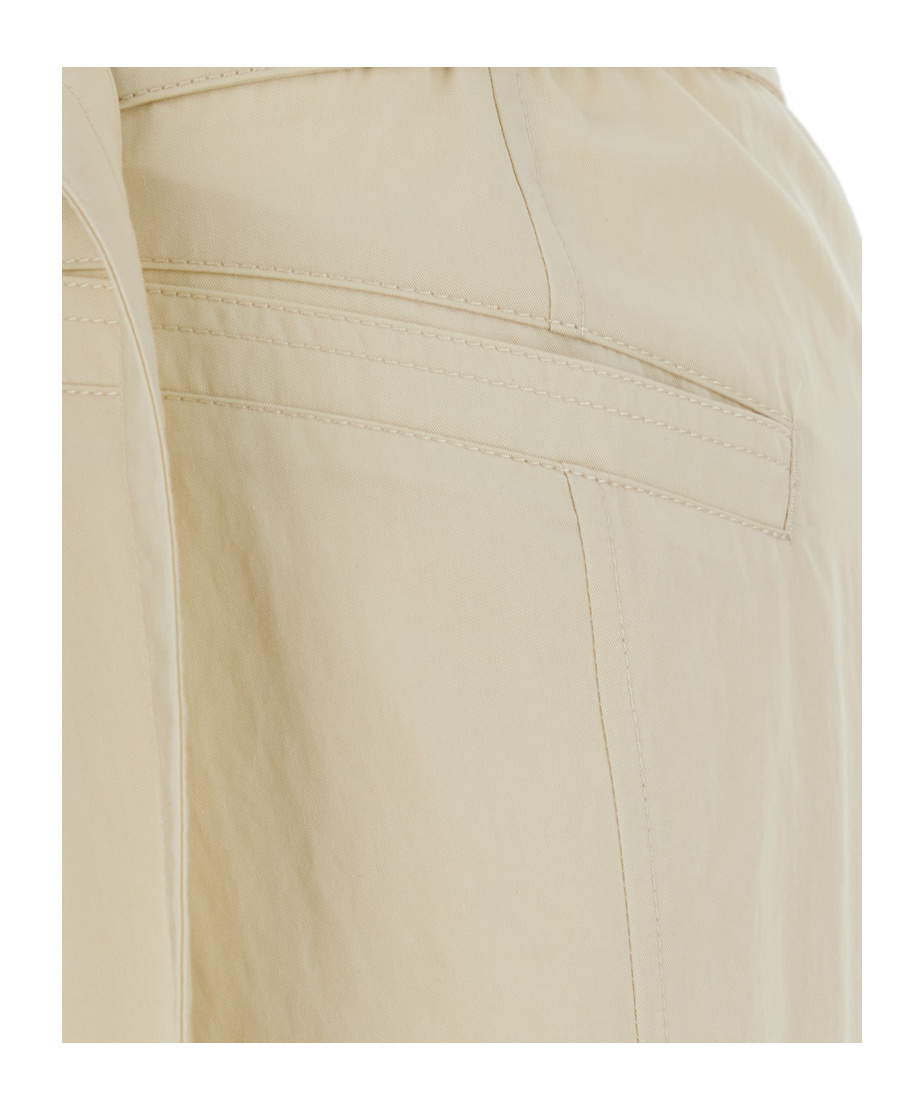 Low Classic Double Belt Pleated Trousers In Beige