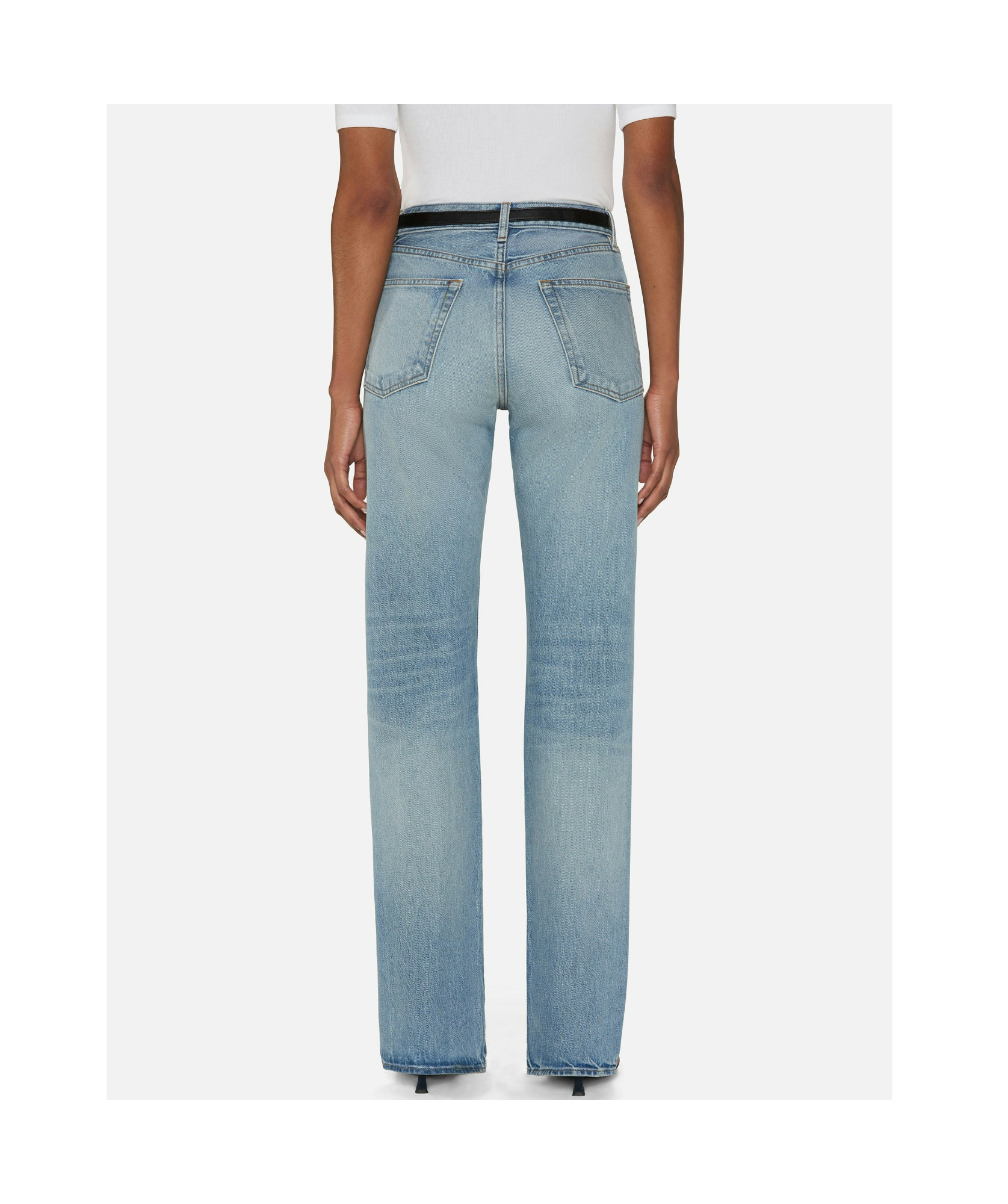 Shop Frame Belt-loop Jeans In Gray