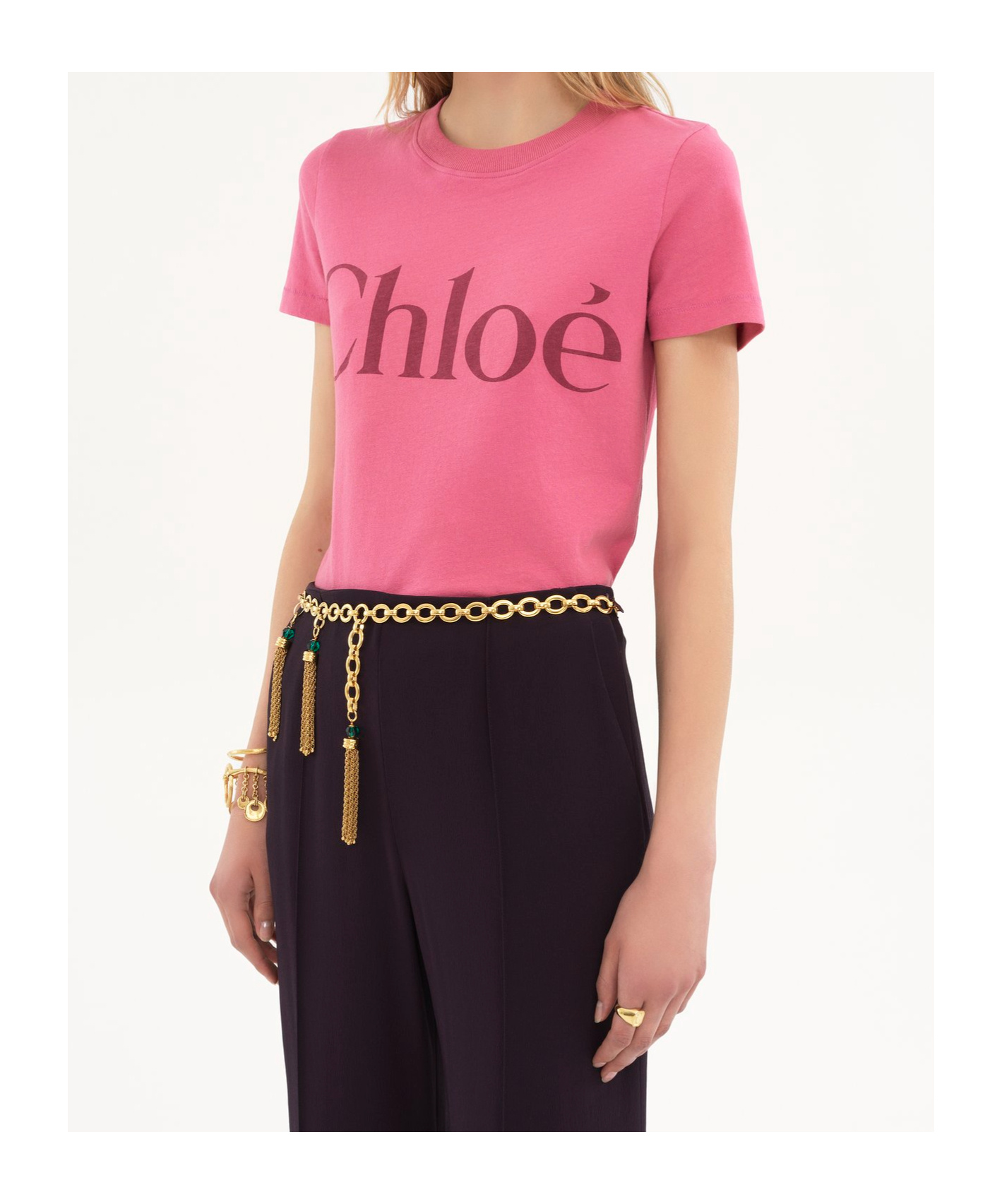 Chloé Logo-print Cotton T-shirt In Pink
