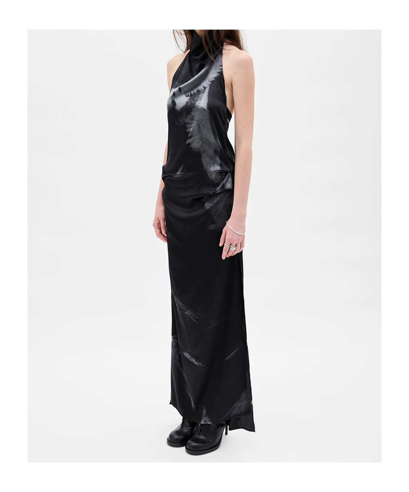 Ann Demeulemeester Rut Highneck Open Back Maxi Dress In Black