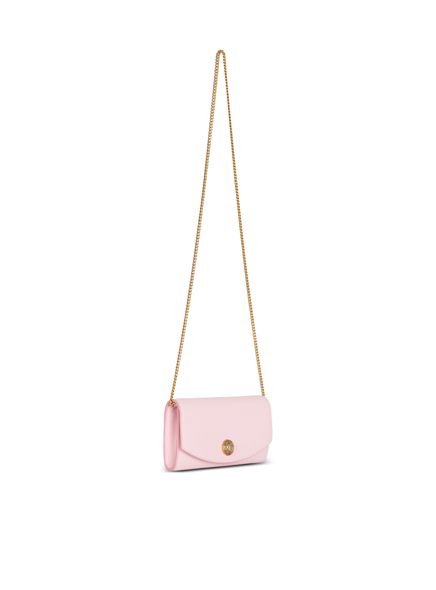 Balmain Emblème Leather Clutch Bag In Pink