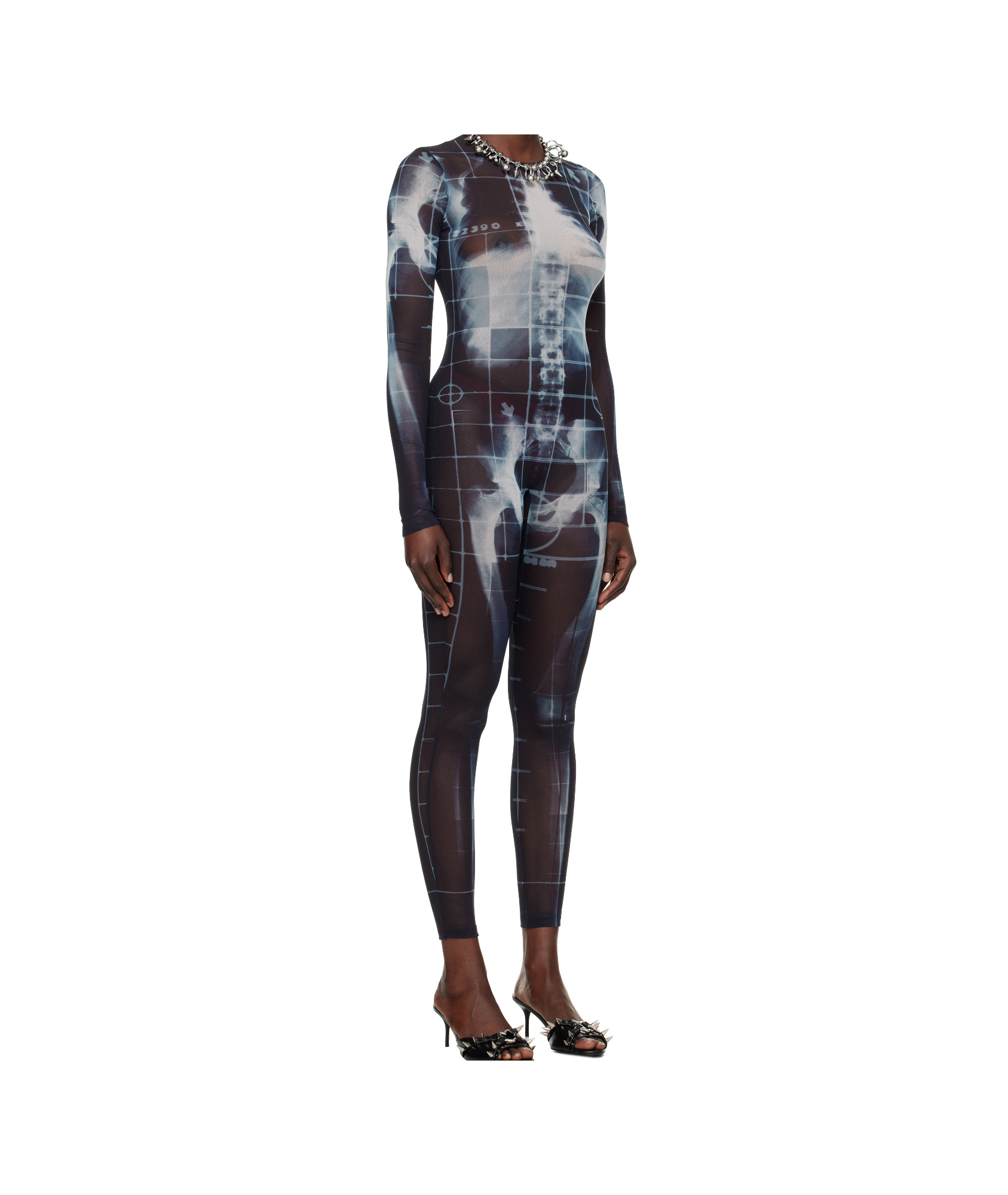 Jean Paul Gaultier Crew Neck Long Sleeve Jumpsuit In Black