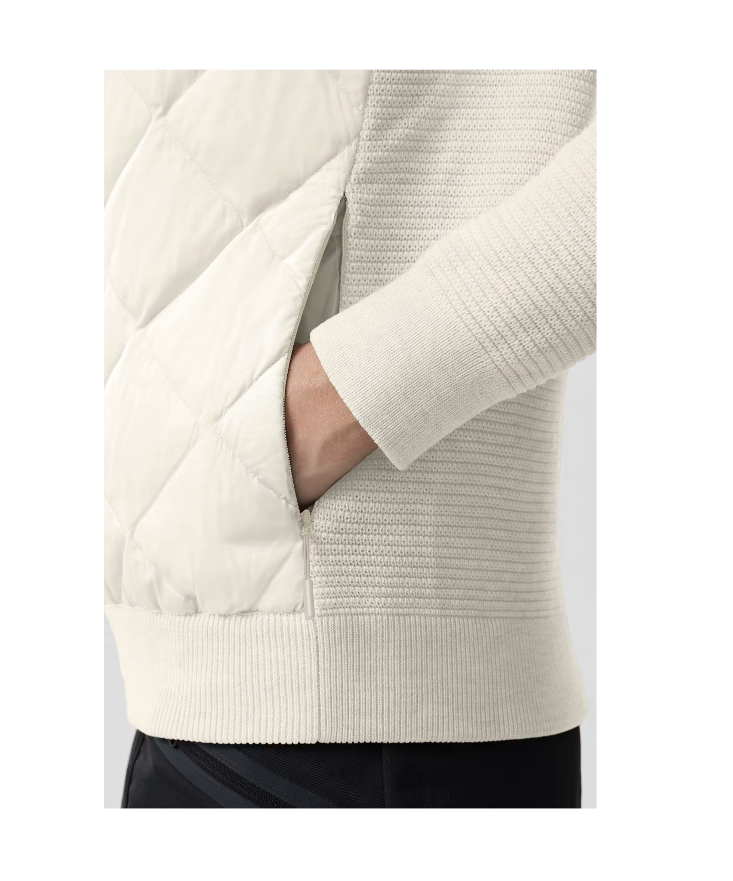 Canada Goose Women Hybridge Quilted Knit Hoodie Cottongrass In Neutral