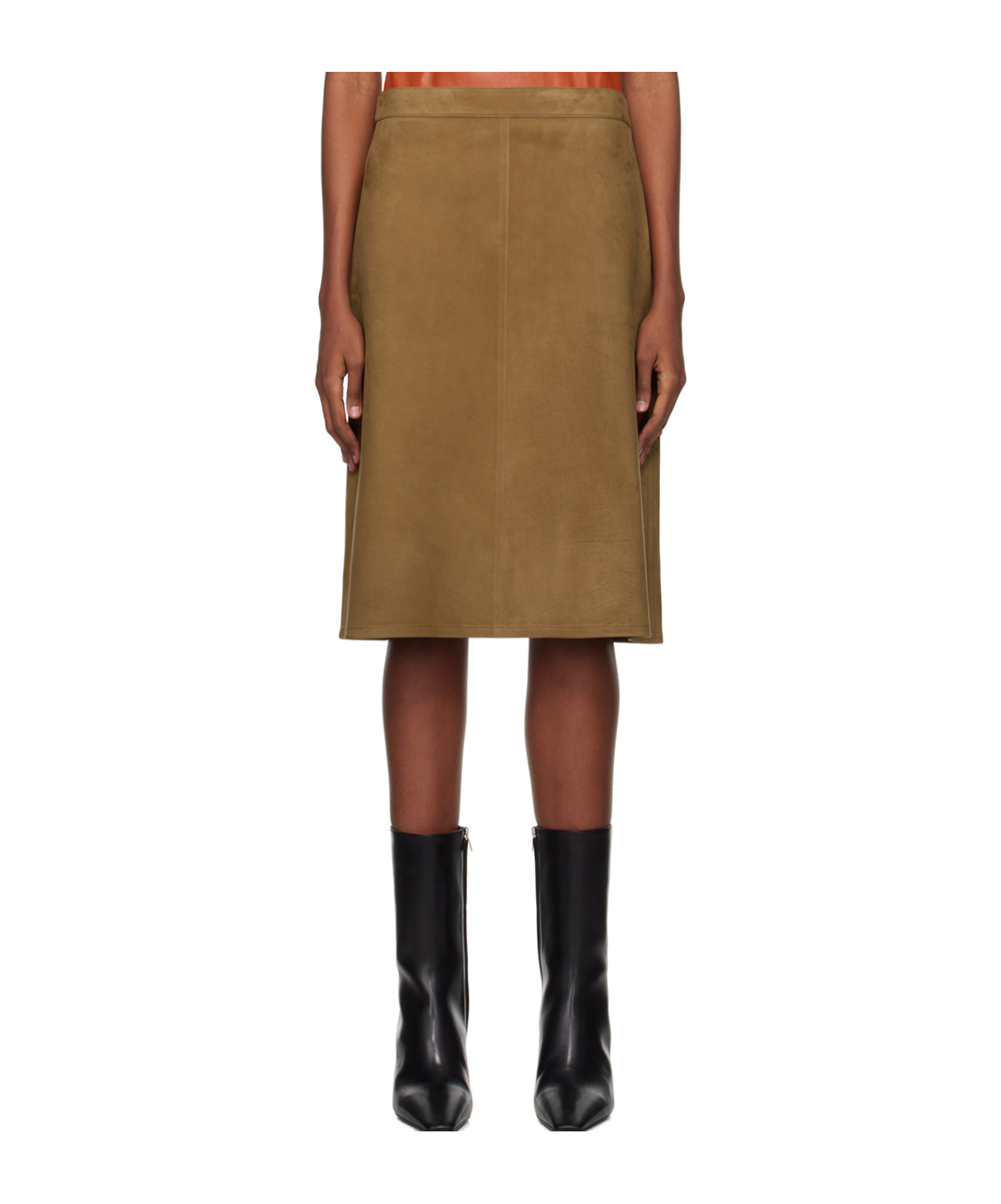 Ferragamo Brown A-line Midi Skirt In Brown