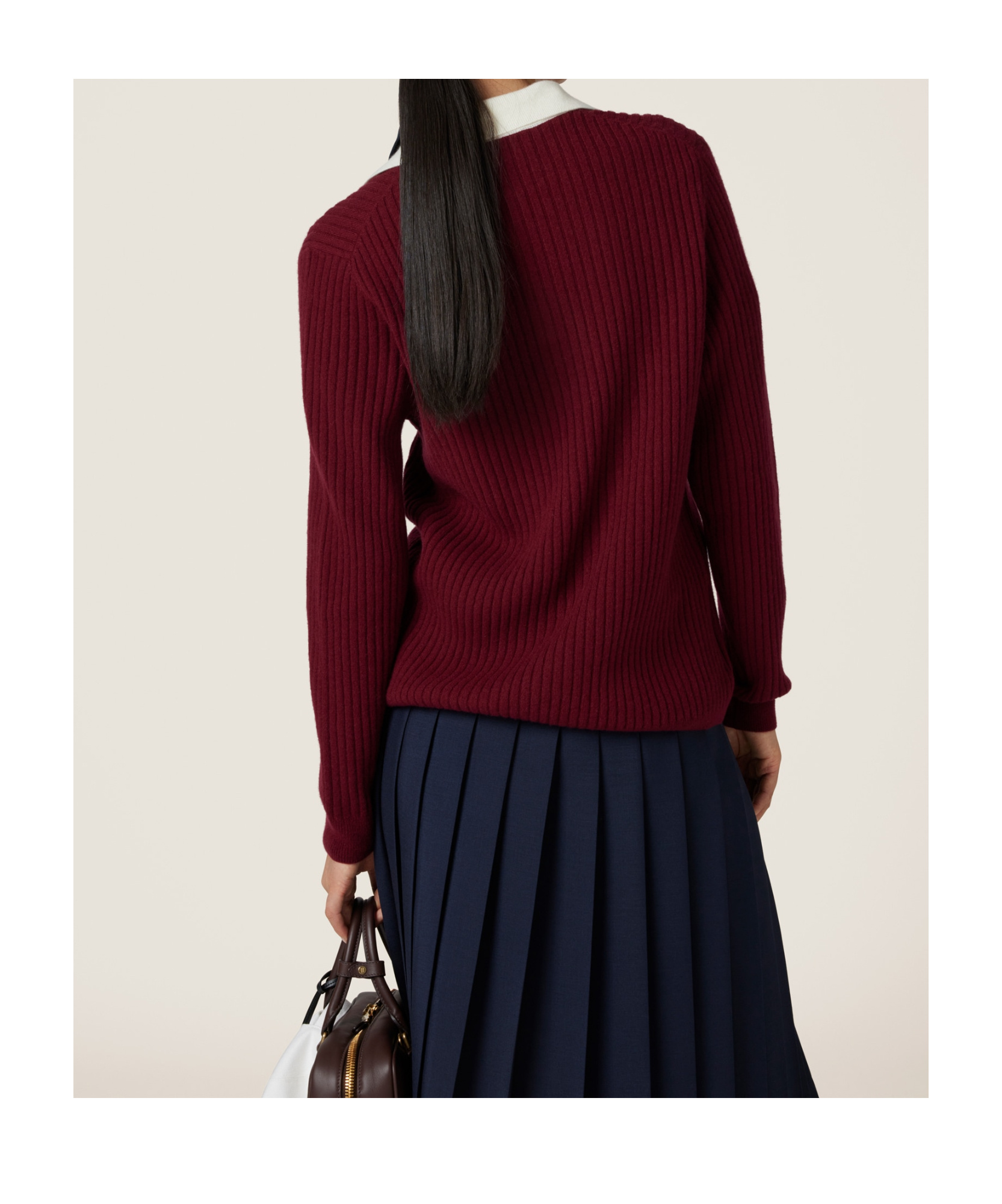 Miu Miu Rib Cashmere Sweater In Brown