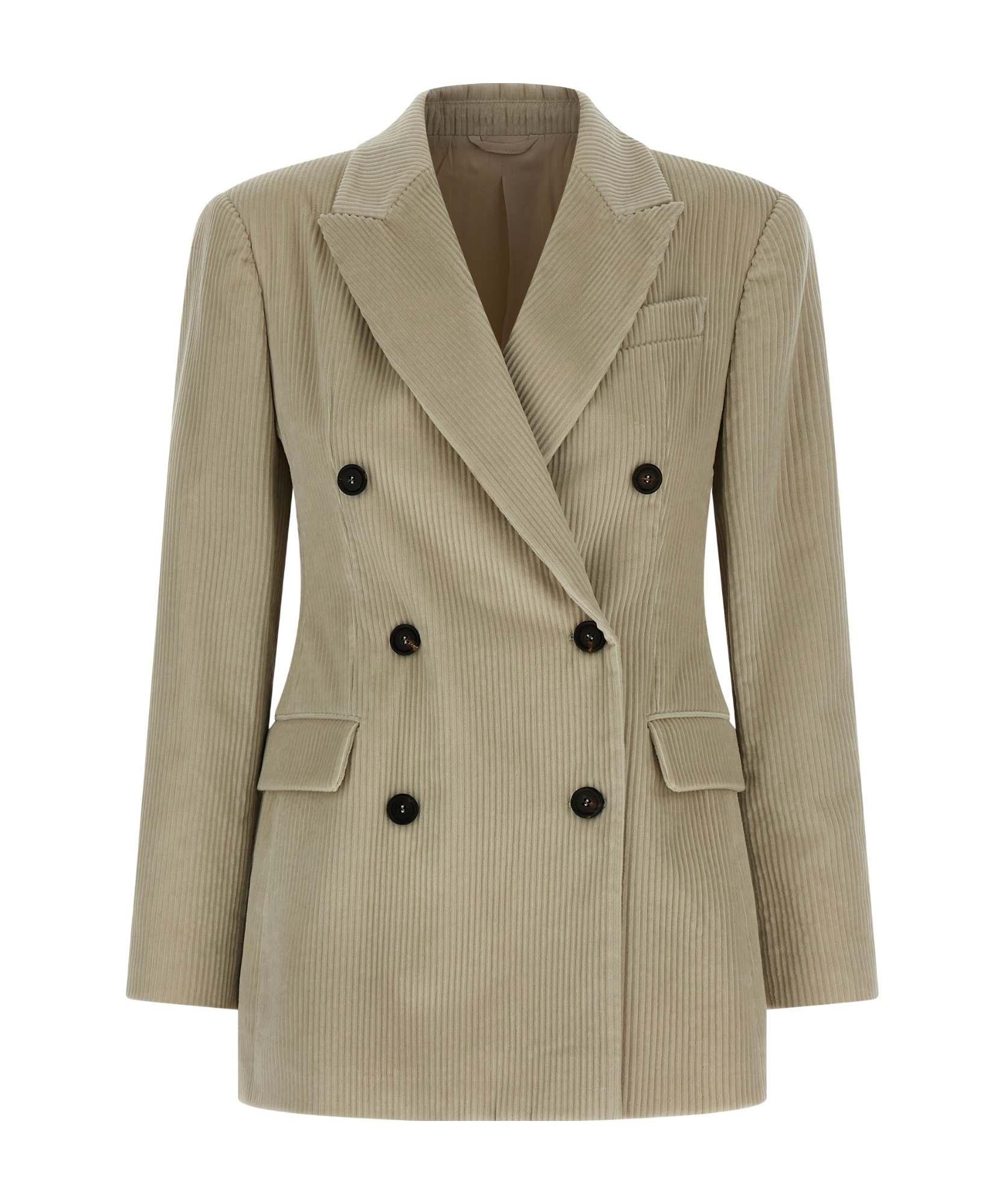 Brunello Cucinelli Corduroy Double-breasted Jacket In Neutral