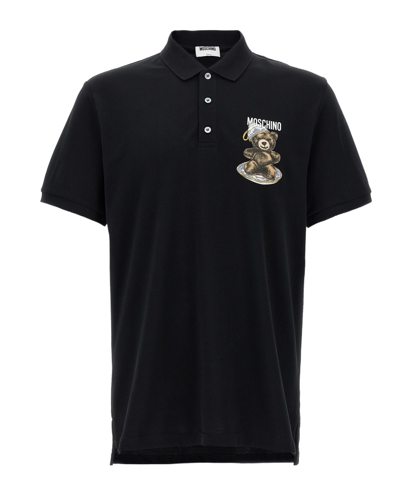 Moschino Graphic Print Polo Shirt With Side Slits