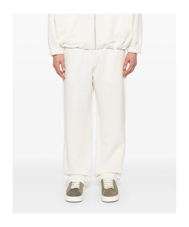 Fendi Elastic Waist Casual Pants In White