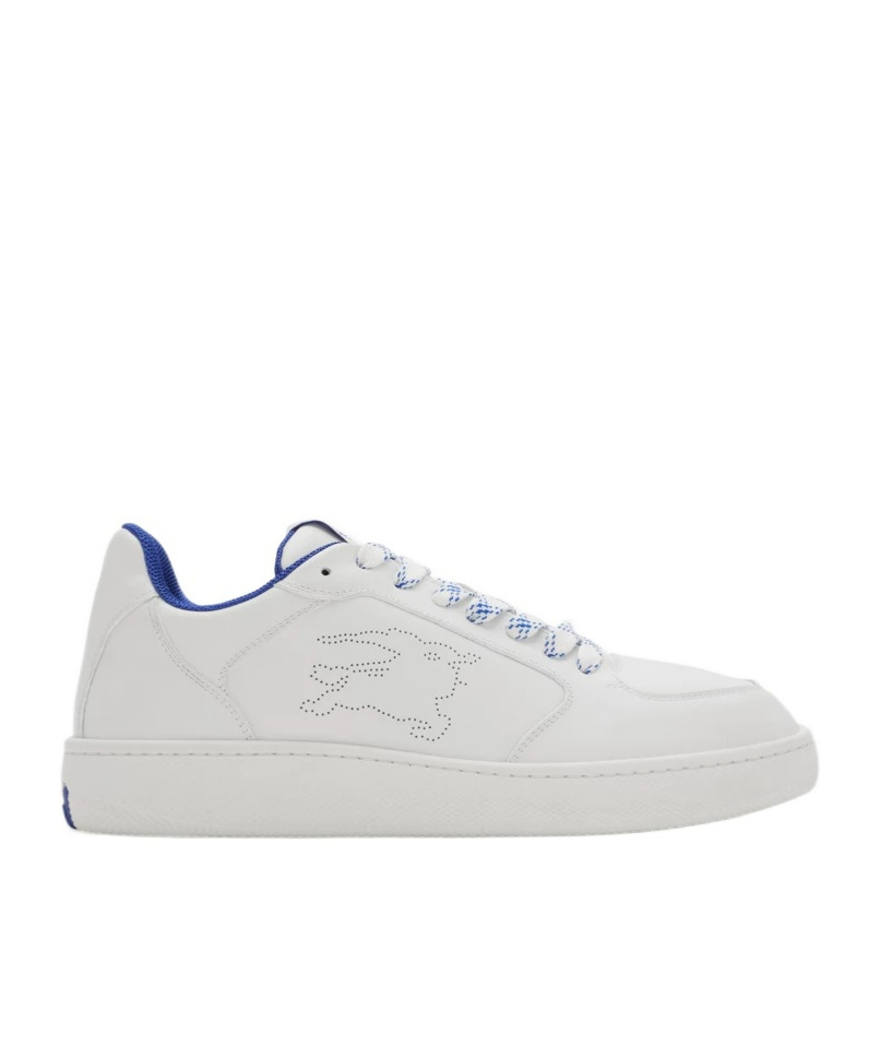 Shop Burberry Stock Leather Sneakers In White