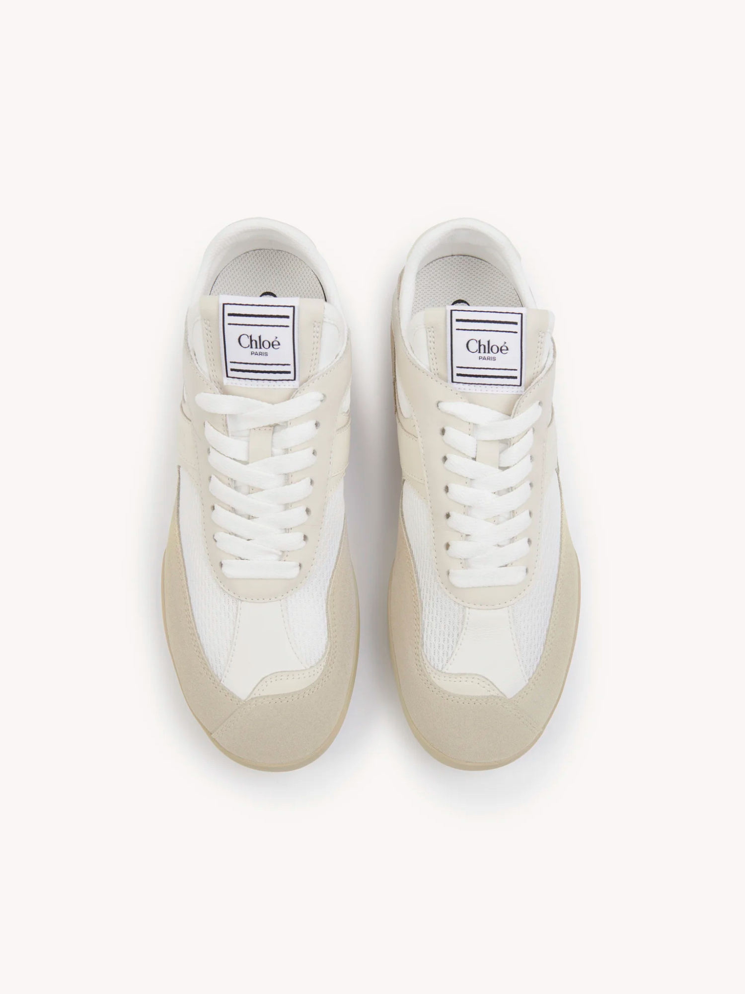 Chloé Low-top Sneakers With Rubber Sole And Mesh In Neutral
