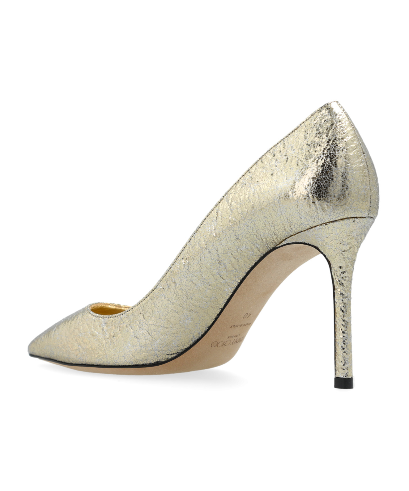 Jimmy Choo Romy 85 Metallic Pointed-toe Pumps In Nude