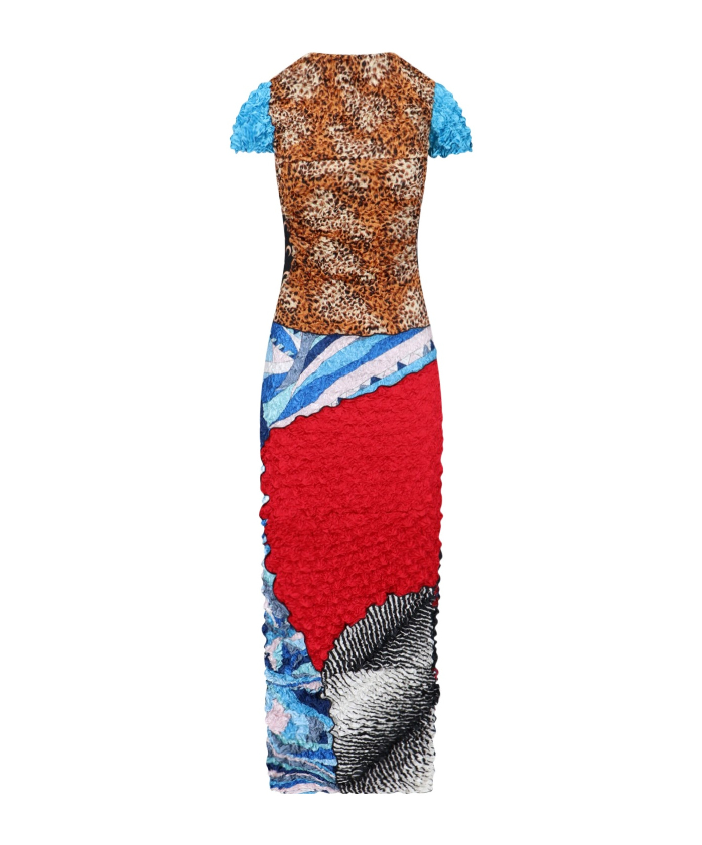 Marine Serre Multicolor Fabric Midi Dress In Multicolor
