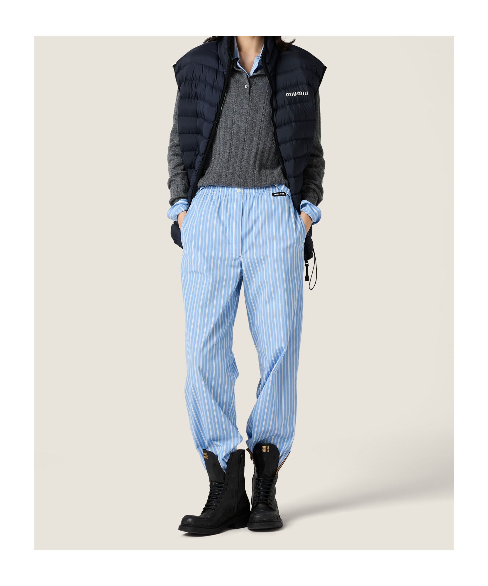 Miu Miu Cashmere Polo Sweater In Gray