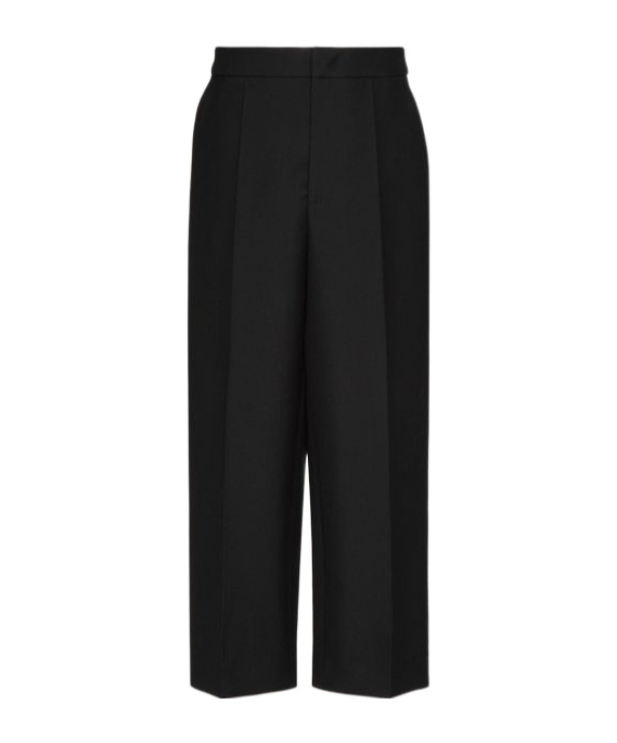 Valentino Wide Leg Trousers With Side And Back Pockets In Black