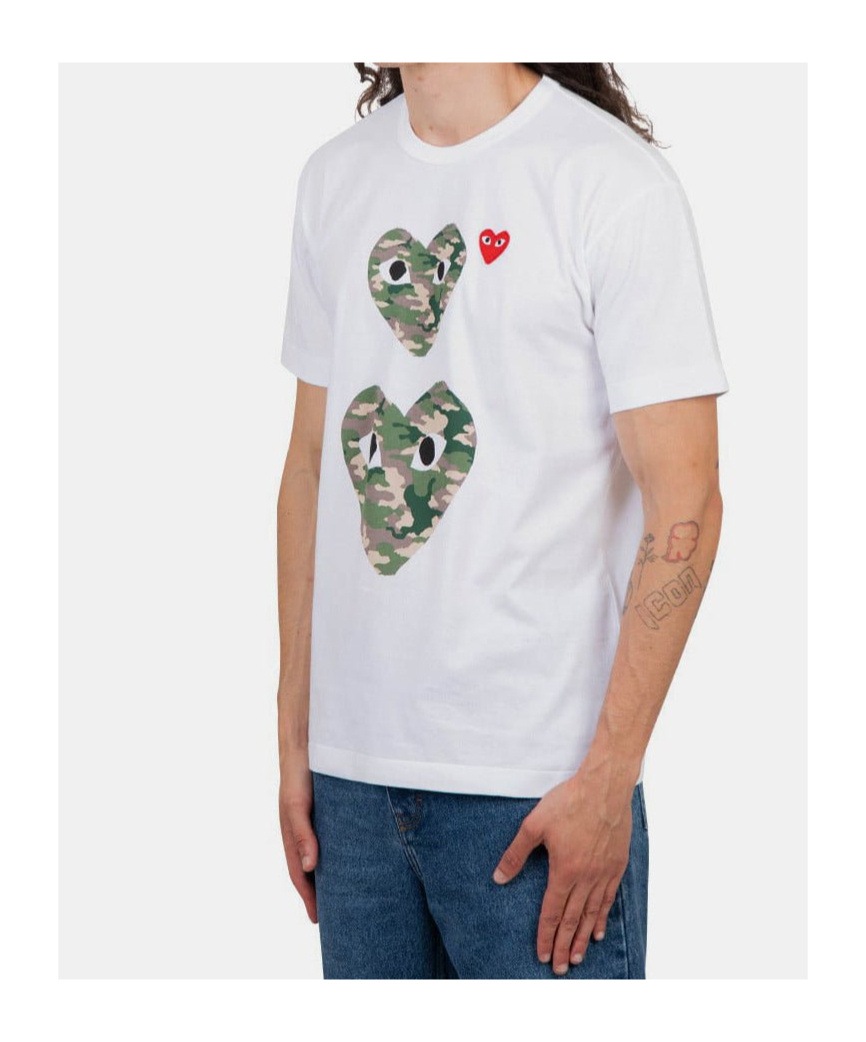 Comme Des Garçons Play Comme Des Garcons Play Camouflage Large Small Short Sleeve White