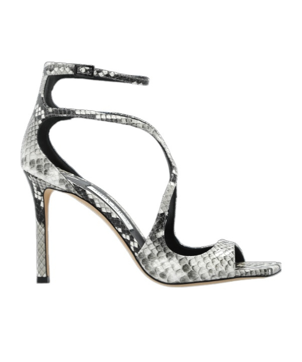 Jimmy Choo Azia 95 Sandals In Python Print Leather In Gray