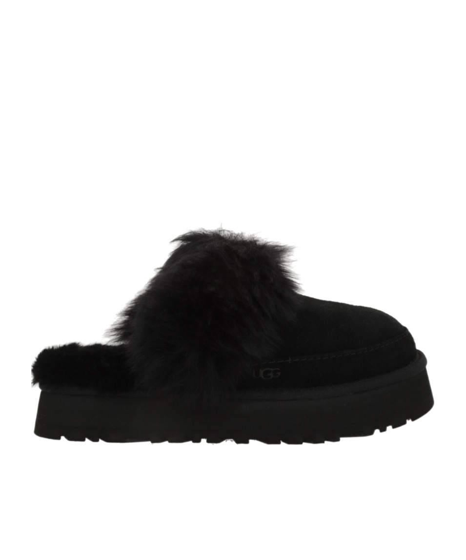 Ugg Disquette Chalet Slippers With Fur And Platform In Black