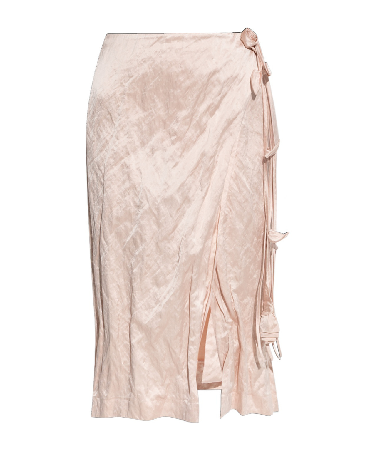 Blumarine Crinkled Wrapped Midi Skirt In Nude