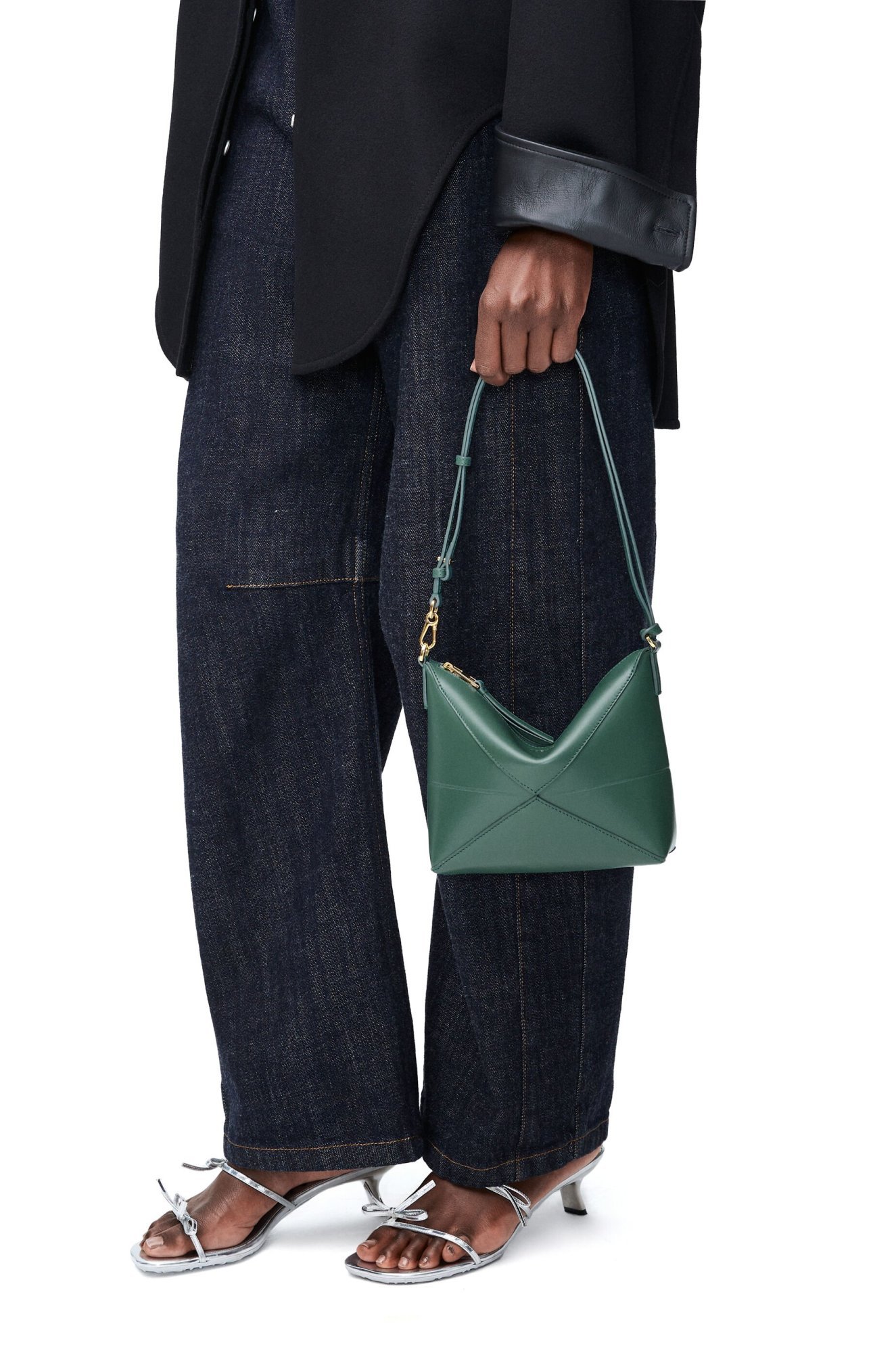 Loewe Puzzle Fold Shoulder Bag In Green
