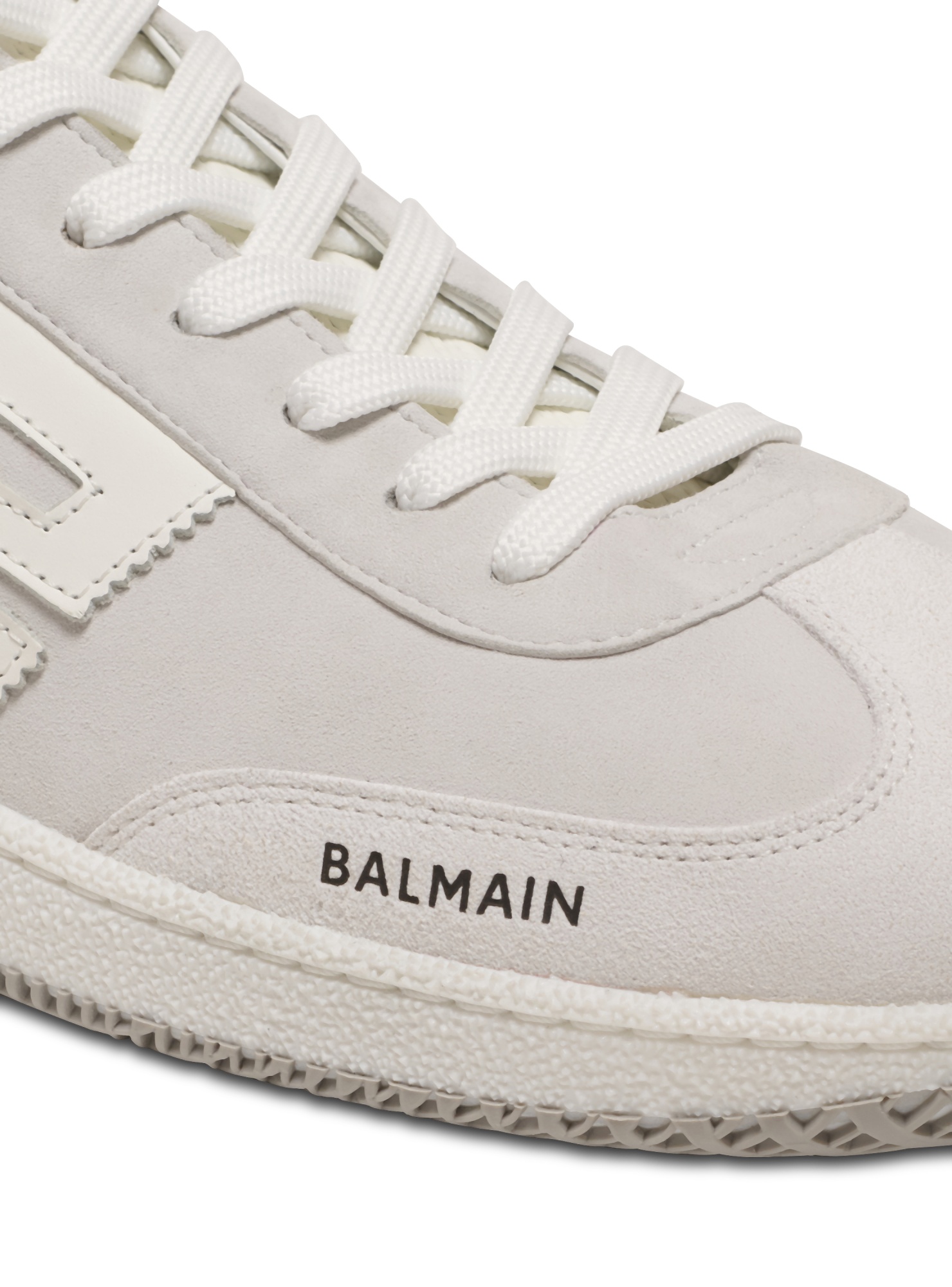 Balmain Swan Suede And Smooth Leather Trainers In White
