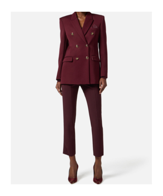 Elisabetta Franchi Jewel-button Double-breasted Jacket In Red