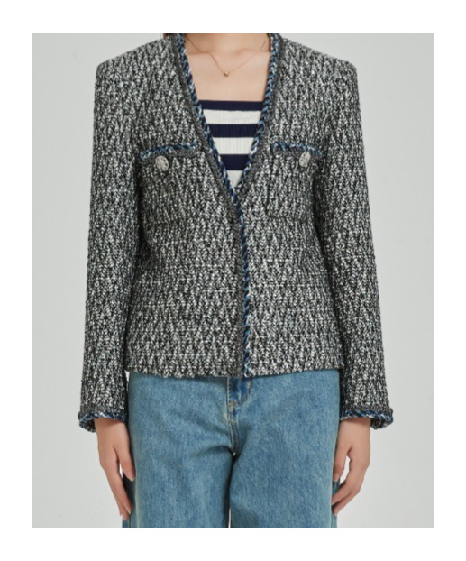 Marissa Chiara Tweed Casual Jacket In Gray