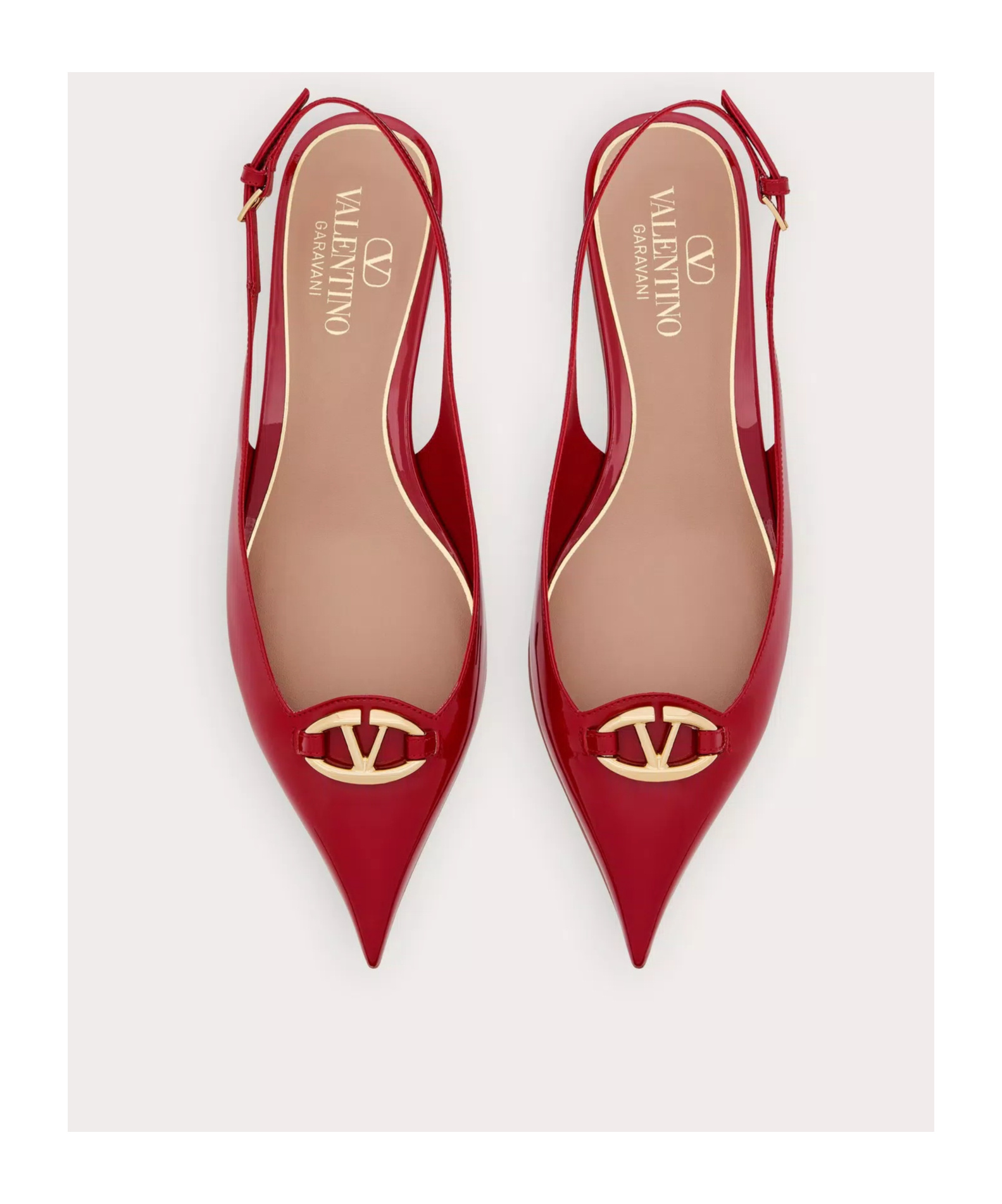 Valentino Patent Leather Slingback With Vlogo Signature Detail In Red