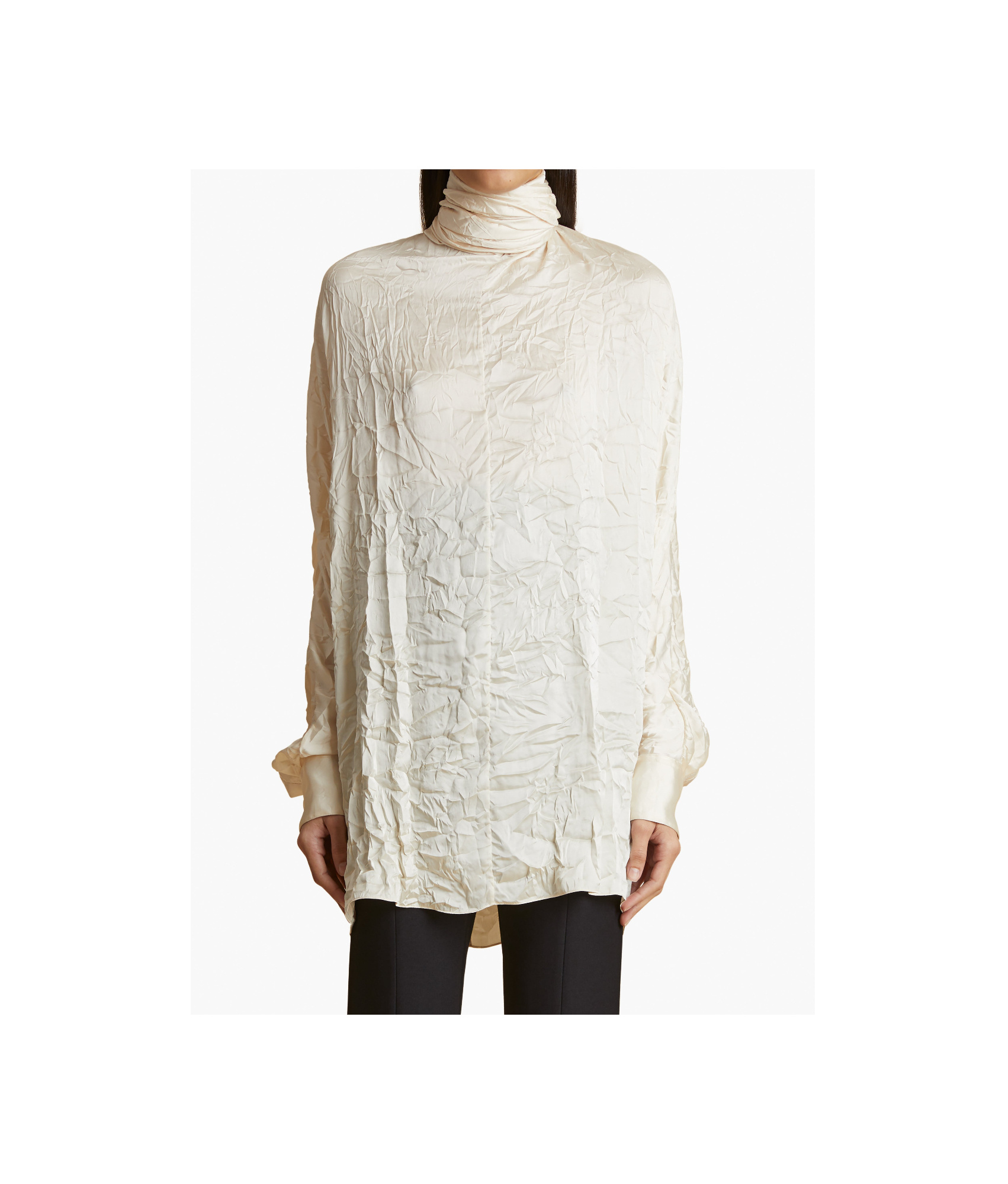 Shop Khaite Bex V-neck Straight Hem Blouse In White