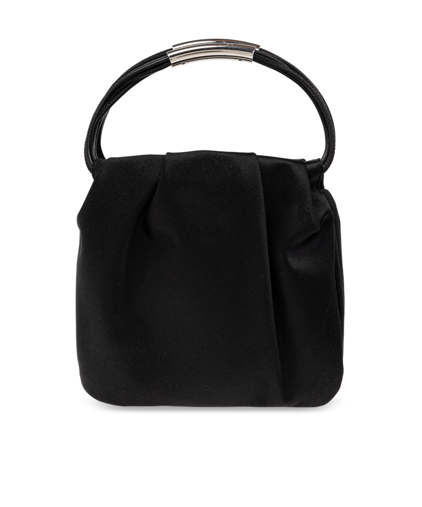 Saint Laurent Pochon Mini Top-handle Bag In Satin Silk In Black
