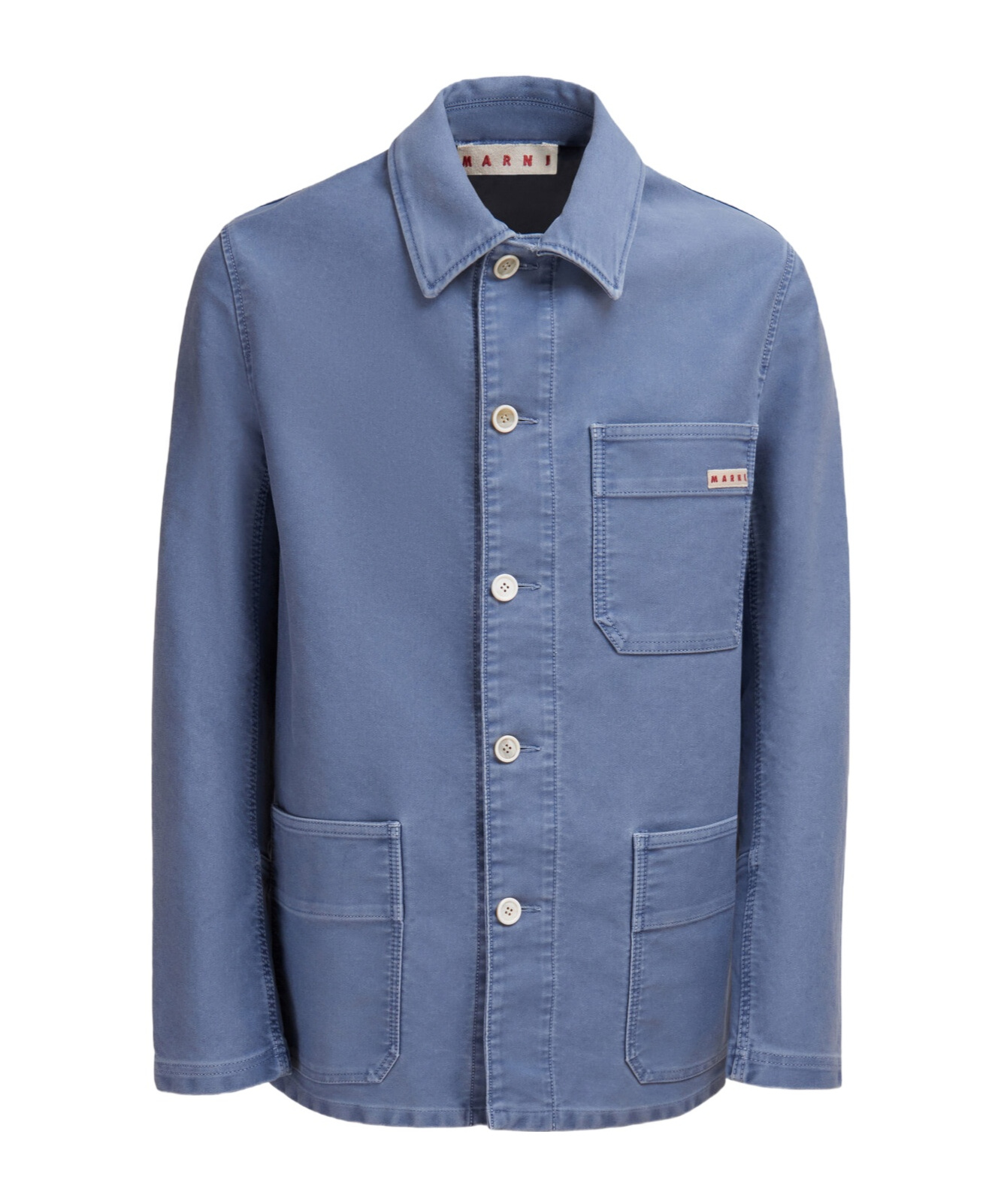 Marni Cotton Twill Shirt Jacket In Blue