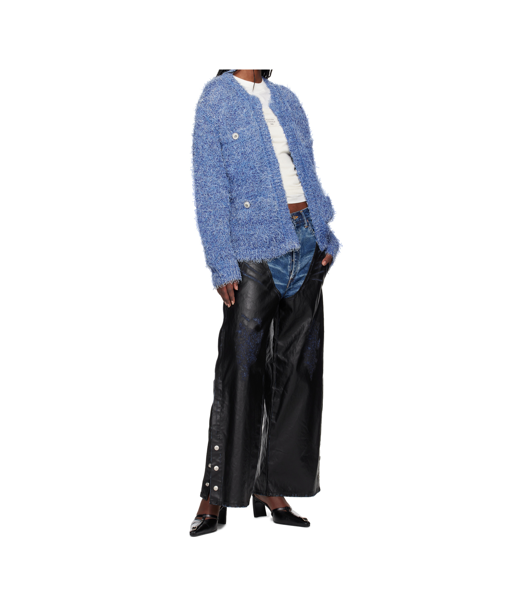 Doublet Chunky Knit Cardigan In Blue