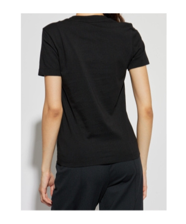 Moncler Logo Rhinestone T Shirt In Black