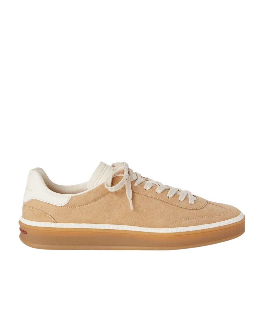 Loro Piana Mixed Leather Low-top Tennis Sneakers In Nude