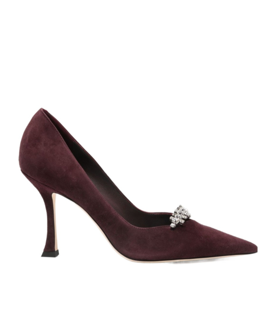Jimmy Choo 90mm Crystal-embellished Pointed-toe Pumps In Burgundy