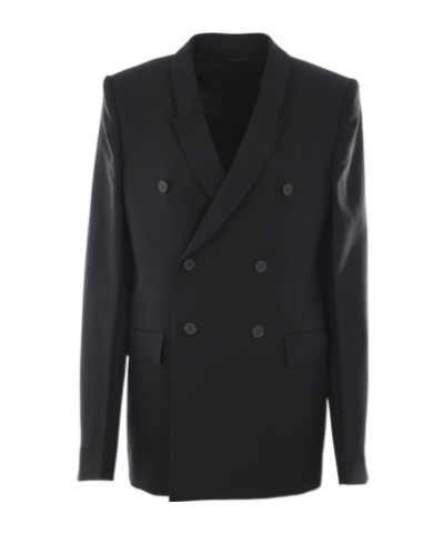 Rick Owens Double-breasted Wool Blazer In Black