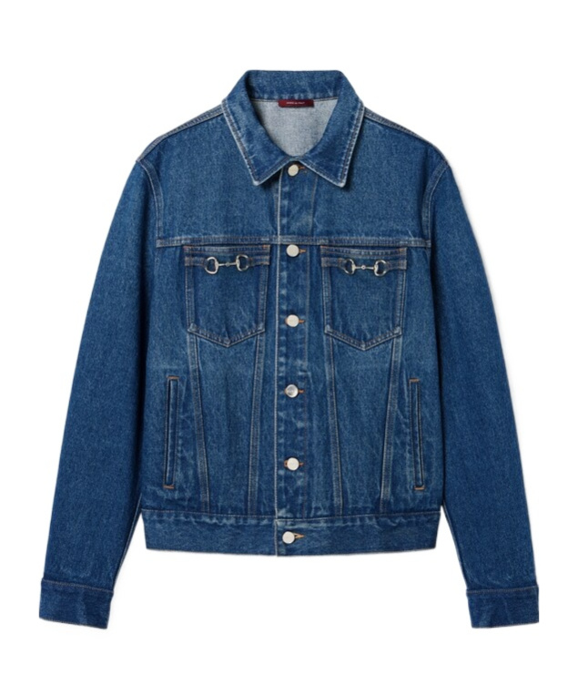 Gucci Denim Jacket Featuring Long Sleeves And Chest Pockets In Blue