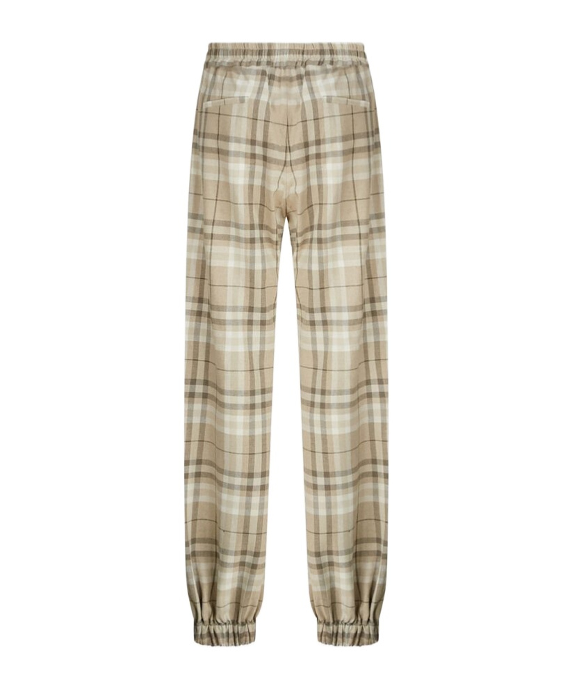 Attico Checked Casual Pants In Nude