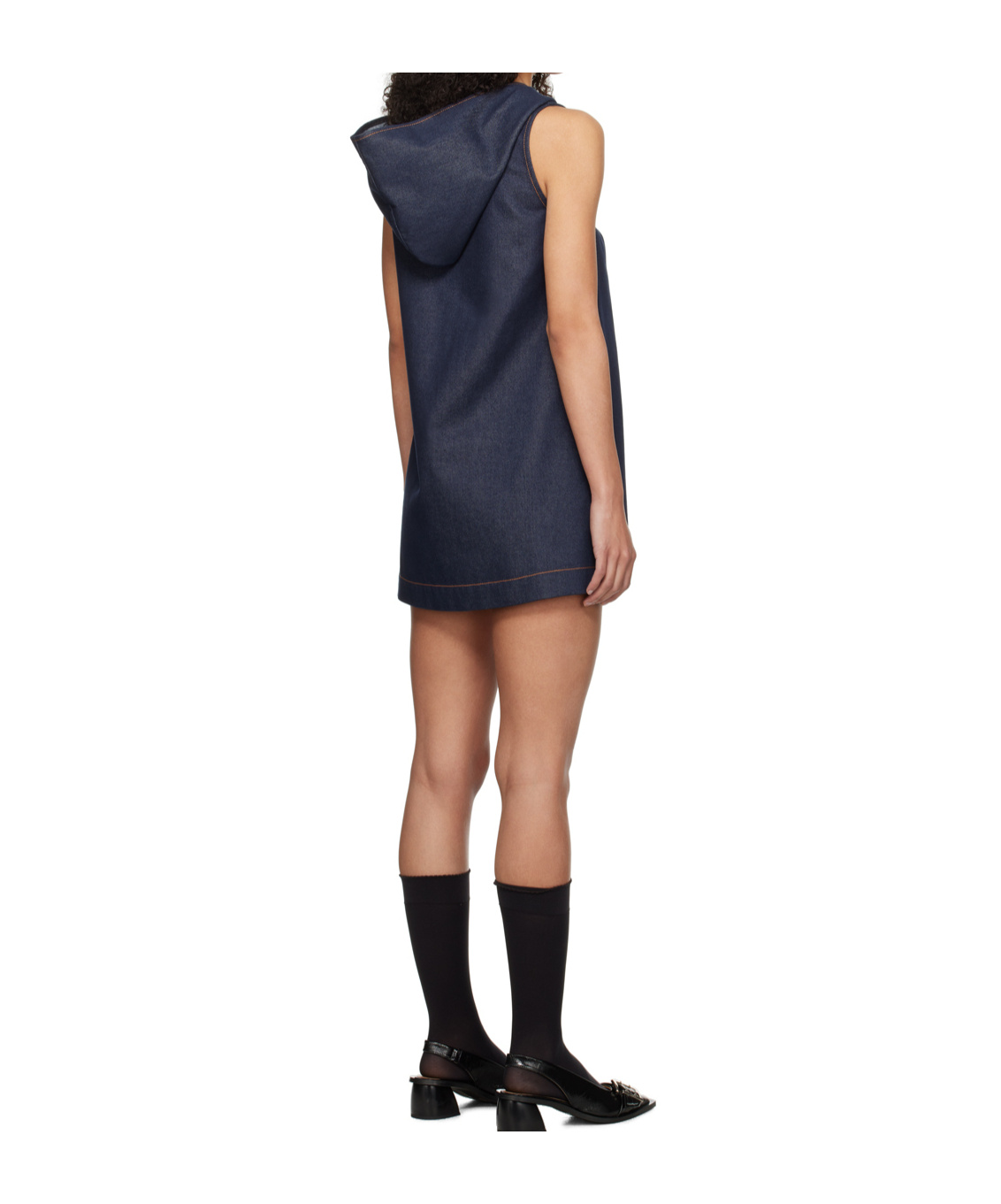 WE11 DONE HOODED DENIM MINI DRESS