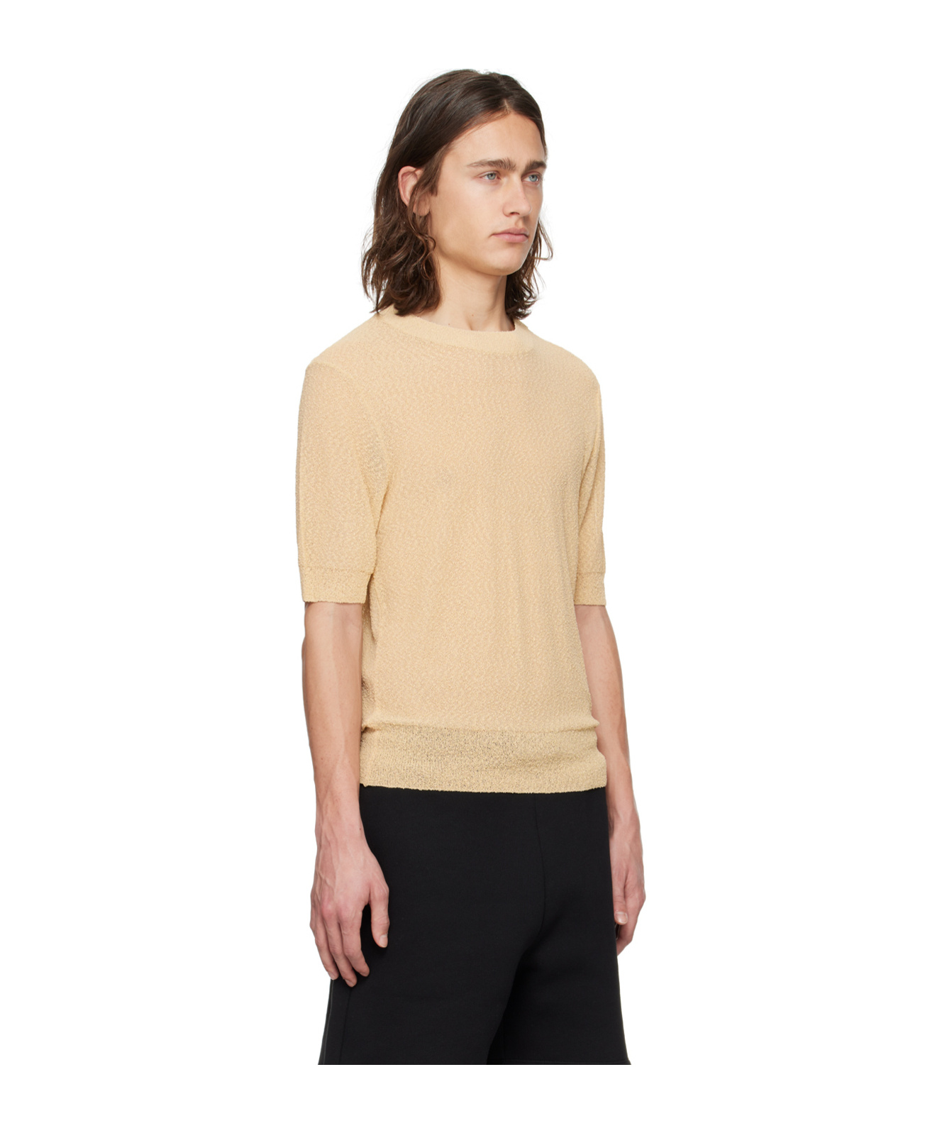 Shop Ami Alexandre Mattiussi T-shirt With Round Neck And Middle Sleeves In Yellow