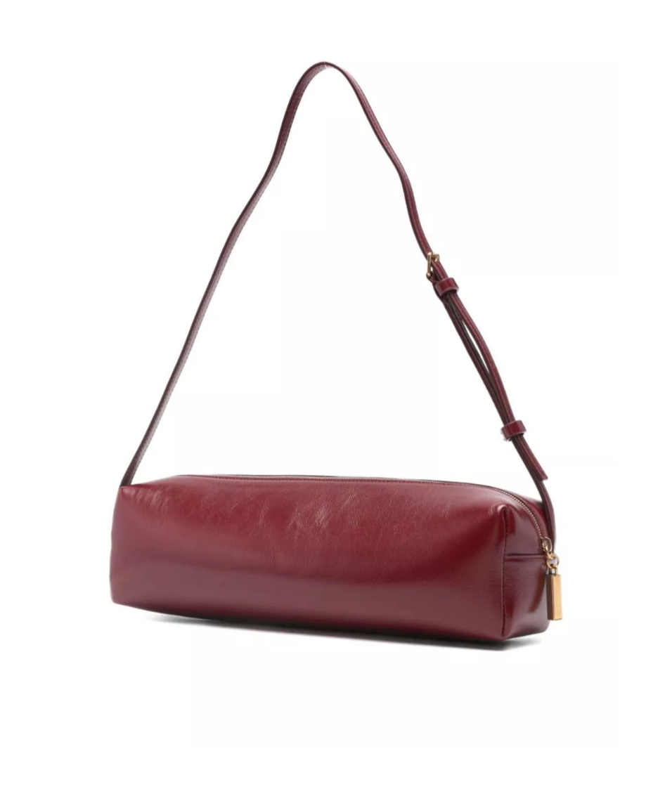 Khaite Kye Glossed-leather Shoulder Bag In Burgundy