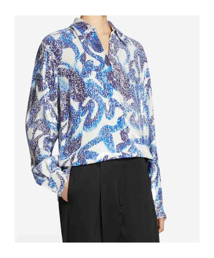 Dries Van Noten Button Long-sleeved Shirt In Blue