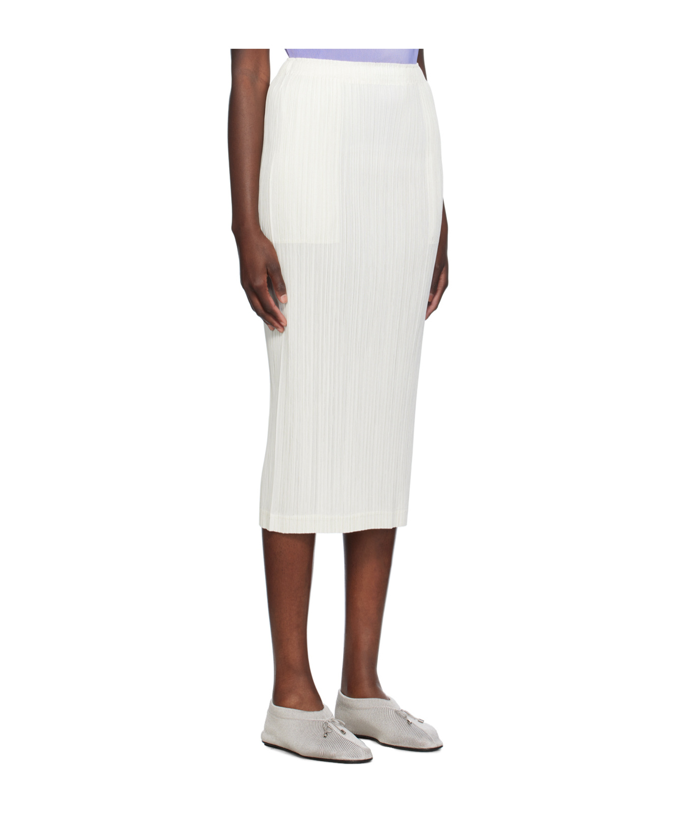 Issey Miyake Thicker Bottoms 1 Pleated Skirt In White