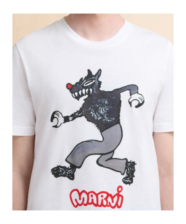 Marni Graphic Print Crew Neck Short Sleeve T-shirt In White