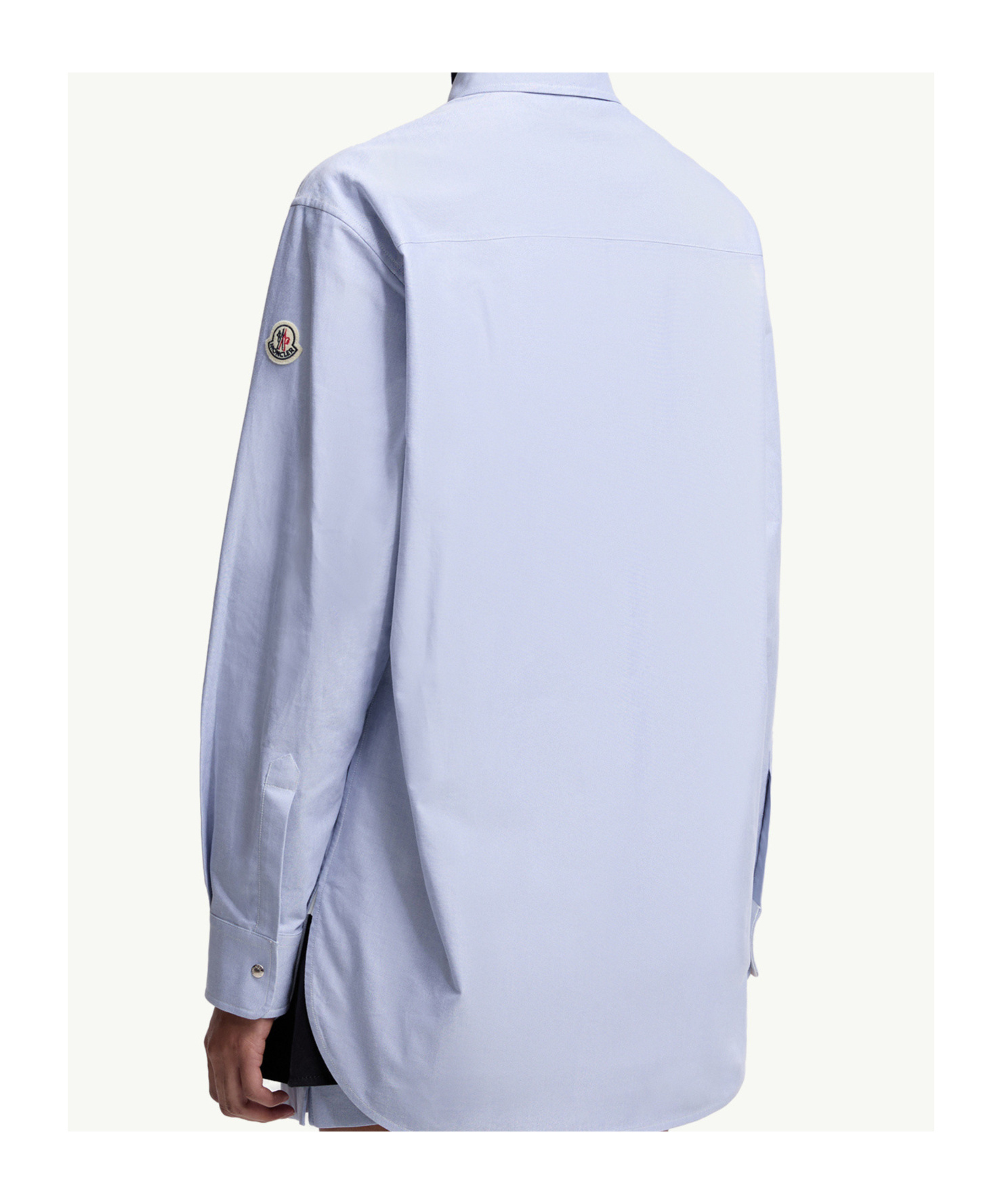 Moncler Oxford Cotton Long Sleeve Shirt In Blue