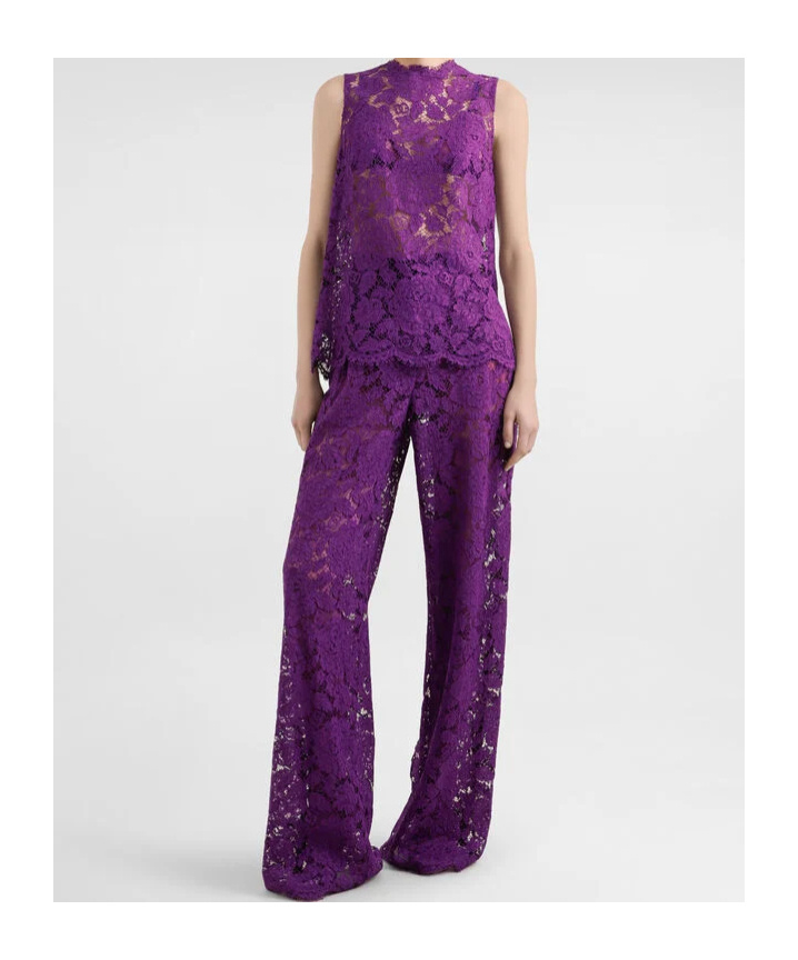 Dolce & Gabbana Cordonetto Lace Trousers In Purple