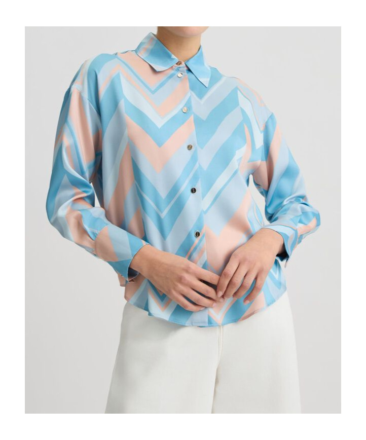 Liu •jo Chevron-print Shirt In Multi