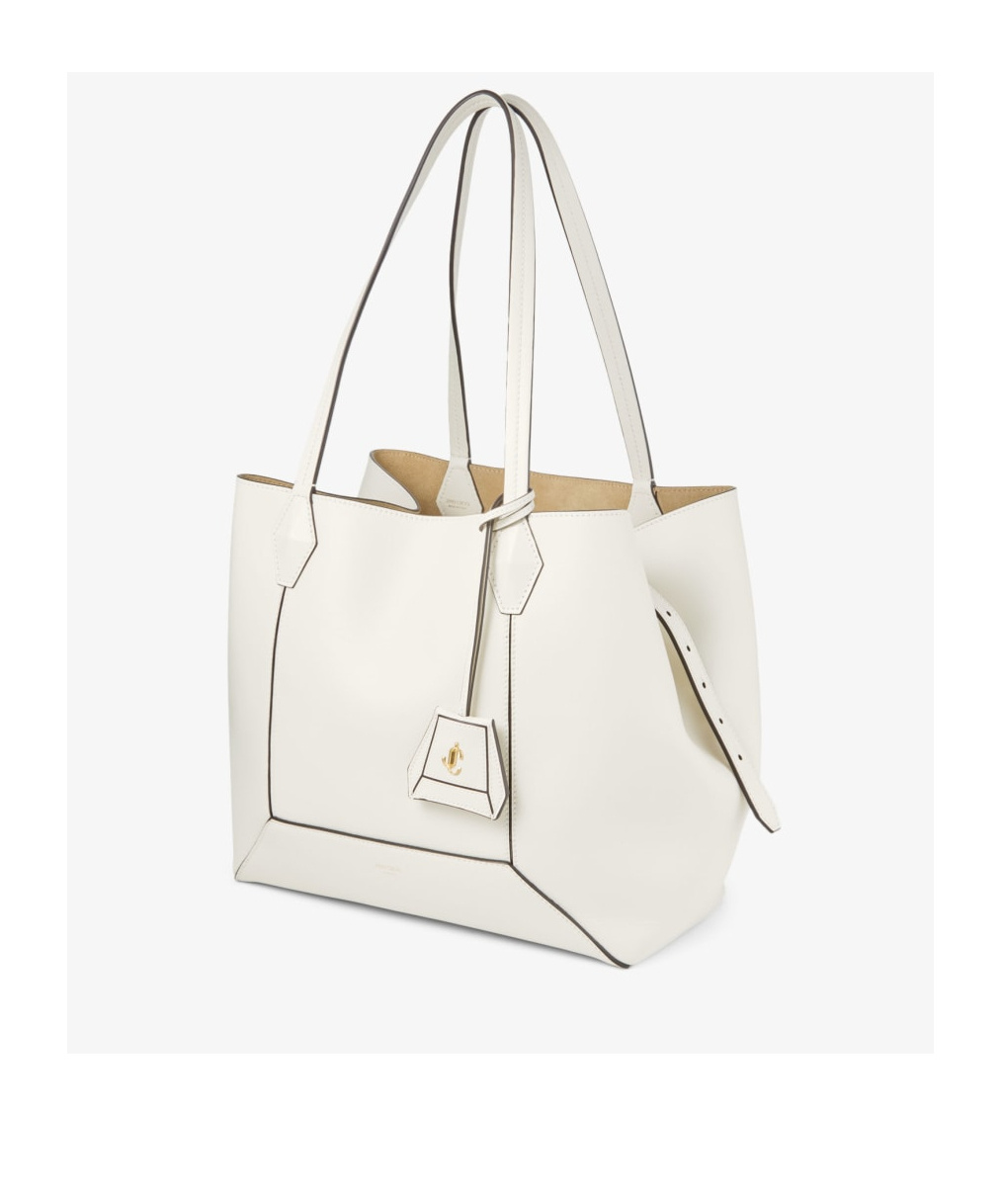 Jimmy Choo Medium Diamond Tote Bag In Calf Leather In White