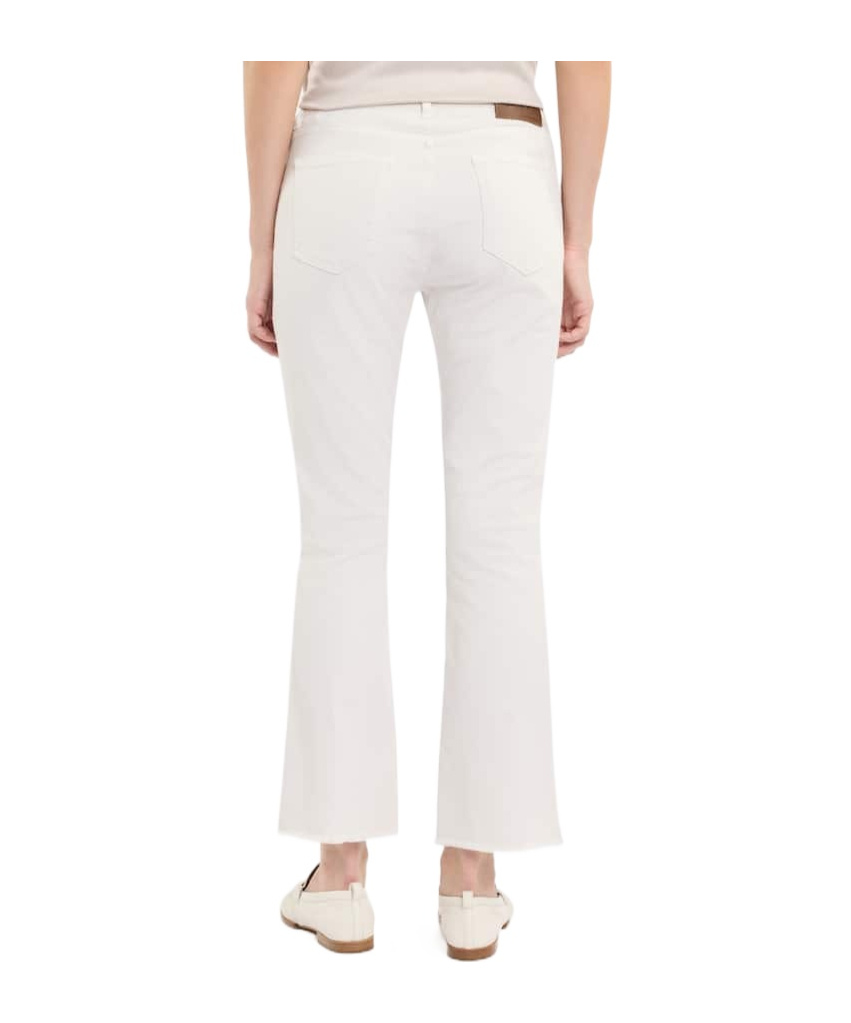 Fay Straight-leg Beige Pants With Flared Hem In White